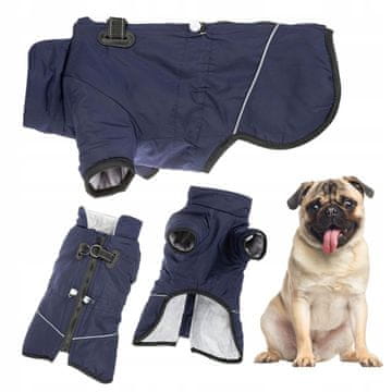 shumee Topla zimska pasja oblačila JAKNA z odsevnikom in držalom za povodec XL