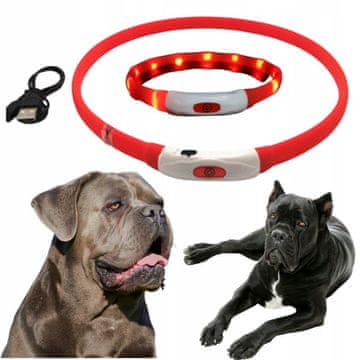 shumee LED ovratnica za pse, svetleča, polnjena preko USB-ja, največ 68 cm