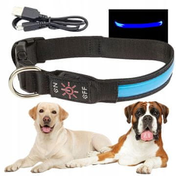 shumee LED ovratnica za sprehajanje psov, ki se sveti v temi, USB polnjena XL 48-60 cm