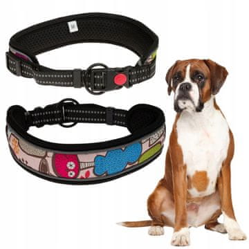 shumee ŠIROKA ovratnica za velike pse z mehko podlogo in odsevniki