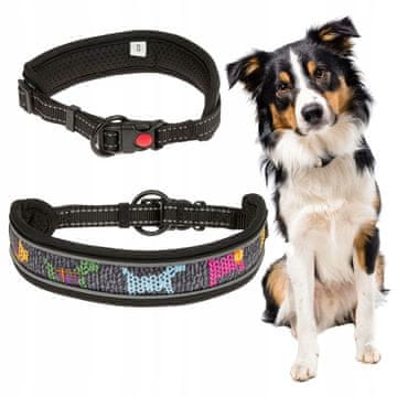 shumee ŠIROKA ovratnica za srednje velikega psa z mehkim oblazinjenjem in odsevniki