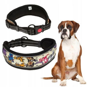 shumee ŠIROKA ovratnica za velike pse z mehko podlogo in odsevniki