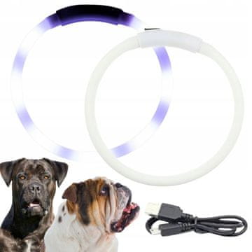 shumee LED pasja ovratnica, ki sveti v temi, polnjena preko USB, max 70 cm, za rezanje