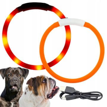 shumee LED ovratnica za pse, ki sveti v temi, polni se preko USB-ja, največ 70 cm, za rezanje