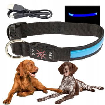 shumee LED ovratnica za pse, ki sveti v temi, polni se preko USB-ja, D 38-50 cm