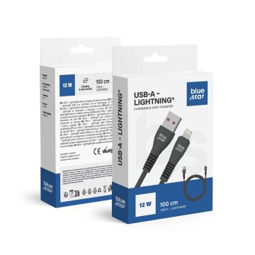Blue Star USB kabel A na Lightning Blue Star 2A 12W 1 m DC99I črn
