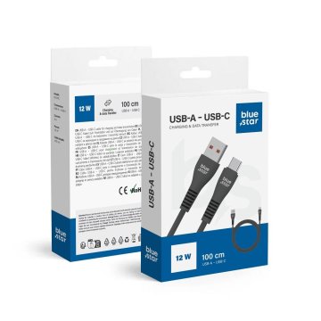 Blue Star USB kabel A na USB C Blue Star 2A 12W 1 m DC99C črn
