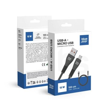 Blue Star USB kabel A na Micro USB Blue Star 2A 1 m DC99M črn