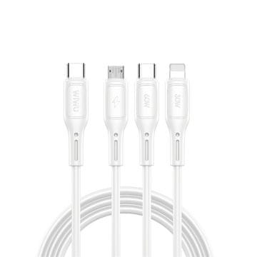 WiWU WiWU - USB kabel serije Starlink Wi-C046E 3v1 USB C na USB C, Micro USB, Lightning 60W 1m - bel