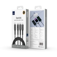 WiWU WiWU - USB kabel serije Starlink Wi-C046E 3v1 USB C na USB C, Micro USB, Lightning 60 W 1 m - črn