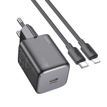 Hoco Hoco USB C QC PD 20W omrežni polnilnik + USB C na Lightning N40 kabel, črn