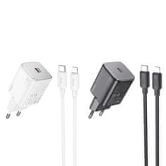 Hoco Mrežni polnilnik za telefon Hoco USB C QC PD 20W + kabel USB C za Lightning N40 črn
