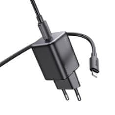 Hoco Mrežni polnilnik za telefon Hoco USB C QC PD 20W + kabel USB C za Lightning N40 črn