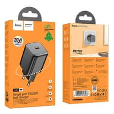 Hoco Mrežni polnilnik za telefon Hoco USB C QC PD 20W N40 črn