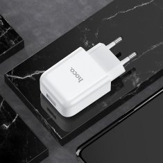 Hoco Mrežni polnilnik za telefon Hoco USB A 2A N2 bel