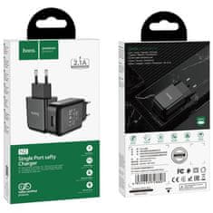 Hoco Mrežni polnilnik za telefon Hoco USB A 2A N2 črn