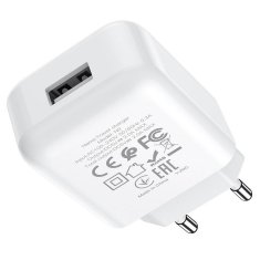 Hoco Mrežni polnilnik za telefon Hoco USB A 2A N2 bel