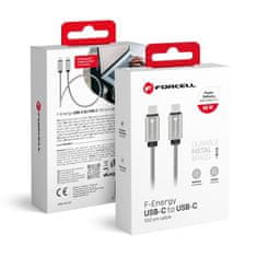 FORCELL USB kabel C na USB C Forcell F-Energy QC4.0 PD 3A 60W kovinski 1 m C237 srebrni