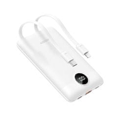 VEGER VEGER powerbank 10000 mAh z vgrajenimi kabli tipa C / Lightning PD QC3.0 2A 22,5W C11C (W1170) bel