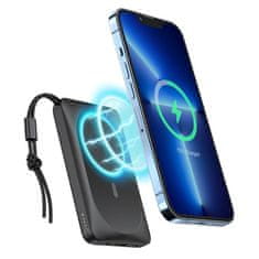 VEGER VEGER powerbank 10000 mAh z indukcijskim polnjenjem, združljiv z MagSafe PD QC3.0 2A 20W MagOn (VP1151 / W1151) črn