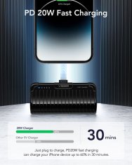 VEGER VEGER powerbank 5000 mAh z vgrajenim priključkom Lightning PlugOn PD QC3.0 2,4A 20W W0558P črn