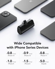 VEGER VEGER powerbank 5000 mAh z vgrajenim priključkom Lightning PlugOn PD QC3.0 2,4A 20W W0558P črn