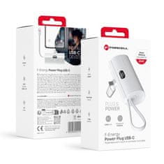 FORCELL Powerbank Forcell F-Energy Power Plug F5K3 PD 20W 5000 mAh z vgrajenim priključkom USB C, bela