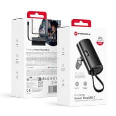 FORCELL Powerbank Forcell F-Energy Power Plug F5K3 PD 20W 5000 mAh z vgrajenim priključkom USB C črn