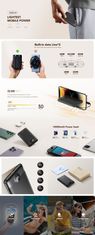 VEGER VEGER powerbank 10000 mAh z vgrajenimi kabli tipa C / Lightning PD QC3.0 2A 22,5W C11 (W1170) črn