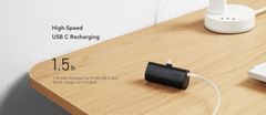 VEGER VEGER powerbank 5000 mAh z vgrajenim priključkom Lightning PD QC3.0 3A 20W PlugOn (W0556P) črn