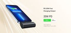 VEGER VEGER powerbank 5000 mAh z vgrajenim priključkom Lightning PD QC3.0 3A 20W PlugOn (W0556P) črn