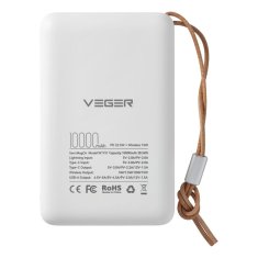 VEGER VEGER powerbank 10000 mAh z indukcijskim polnjenjem, združljiv z MagSafe PD QC3.0 2A 20W MagOn (VP1151 / W1151) bel