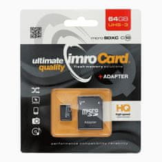 IMRO IMRO pomnilniška kartica microSD 64 GB 100 MB/s razred 10 UHS 3 z adapterjem SD
