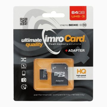 IMRO IMRO pomnilniška kartica microSD 64 GB 100 MB/s razred 10 UHS 3 z adapterjem SD