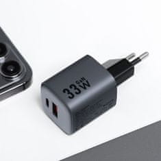 FORCELL Mrežni polnilnik za telefon Forcell F-Energy GaN USB C + USB A QC4.0 PD 3A 33W VT-31 siv