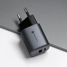 FORCELL Mrežni polnilnik za telefon Forcell F-Energy GaN USB C + USB A QC4.0 PD 3A 33W VT-31 siv