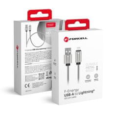 FORCELL USB kabel A na Lightning Forcell F-Energy 2,4A 12W Metal 1 m C236 srebrni