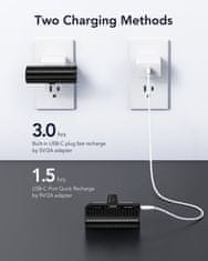 VEGER VEGER powerbank 5000 mAh z vgrajenim priključkom tipa C PlugOn PD QC3.0 3A 20W W0558 črn