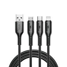 WiWU WiWU - USB kabel serije Starlink Wi-C045E 3v1 USB A na USB C, Micro USB, Lightning 3,1A 1m - črn