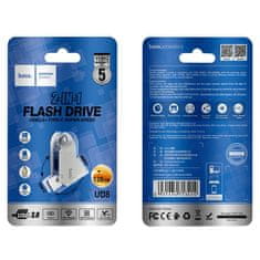 Hoco Pendrive 128 GB USB 3.0 (USB A + USB C) Hoco UD8 nikl