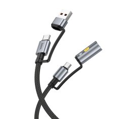 Hoco Vse v enem kabel USB A / USB C na USB C / avtomobilska vžigalna vtičnica Hoco 3A 60W 1,2 m U138 črna