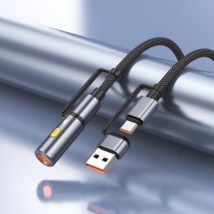 Hoco Vse v enem kabel USB A / USB C na USB C / avtomobilska vžigalna vtičnica Hoco 3A 60W 1,2 m U138 črna