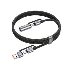 Hoco Vse v enem kabel USB A / USB C na USB C / avtomobilska vžigalna vtičnica Hoco 3A 60W 1,2 m U138 črna