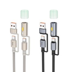 Hoco Vse v enem kabel USB A / USB C na USB C / LED svetloba Hoco 3A 60W 1,2 m U138 črn