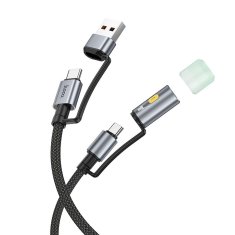 Hoco Vse v enem kabel USB A / USB C na USB C / LED svetloba Hoco 3A 60W 1,2 m U138 črn