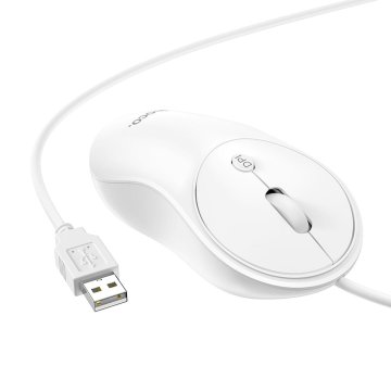 Hoco Žična miška Hoco USB A 1600 dpi 1,5 m GM13 bela