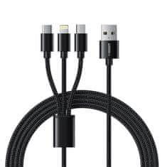 VEGER VEGER kabel 3v1 USB A na Lightning / Tip C / Micro USB 2A 12W V303 1,2 m črn