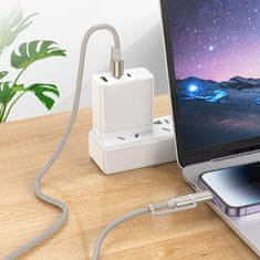Hoco Vse v enem kabel USB C / Lightning na USB C / LED svetloba Hoco PD 3A 60W 1,2 m U138 siva