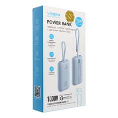 VEGER VEGER powerbank 10000 mAh z vgrajenimi kabli tipa C / Lightning PD QC3.0 35W K1 (W1188) modra