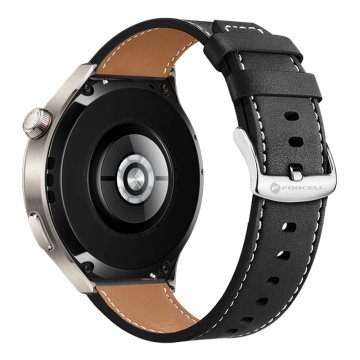 FORCELL Pasek za Samsung Galaxy Watch Forcell F-Design FS21 z luknjami iz umetnega usnja, 22 mm, črn